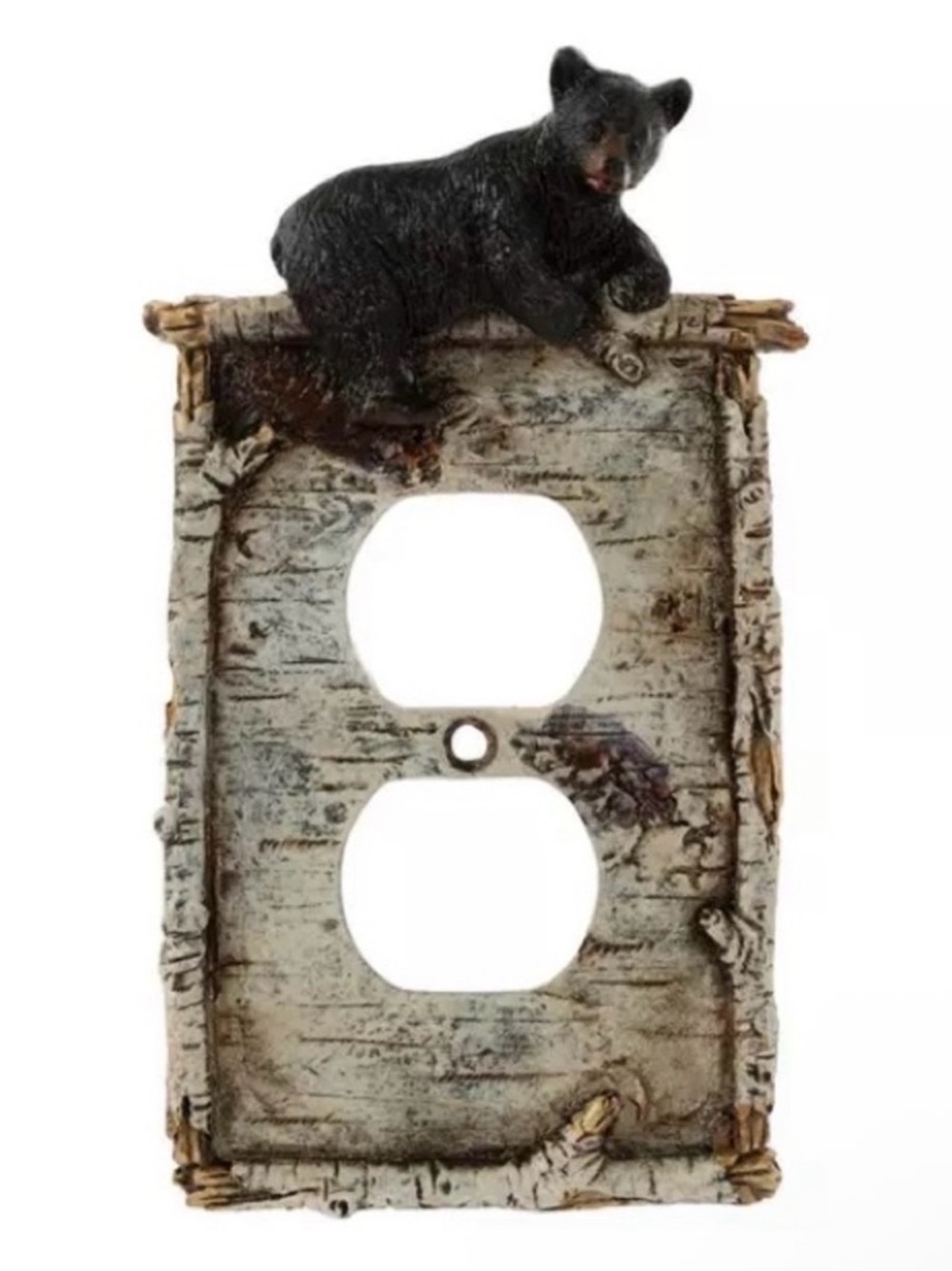 Black Bear Decorative double Outlet Cover - Rustic Wall Decor
